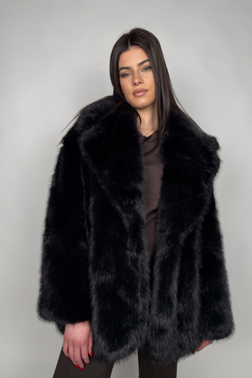 Jakna Black Fur Elegance