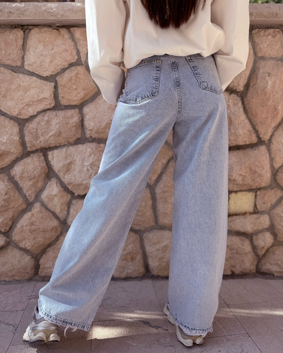 ženske svijetloplave wide leg traperice visoki struk denim