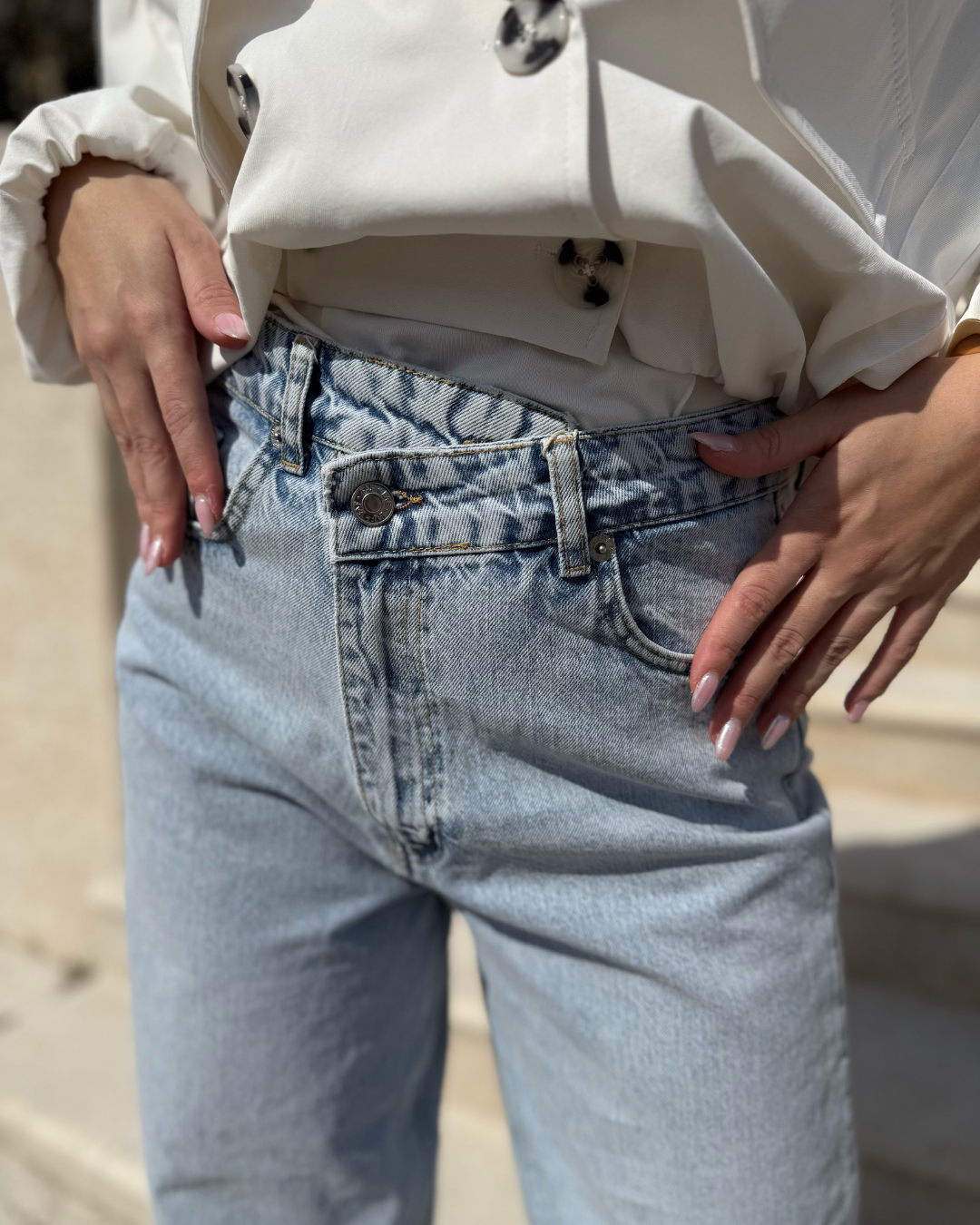 ženske svijetloplave wide leg traperice visoki struk denim