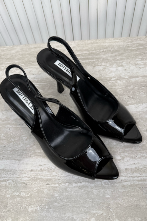 Sandale Black Patent Muse Heels