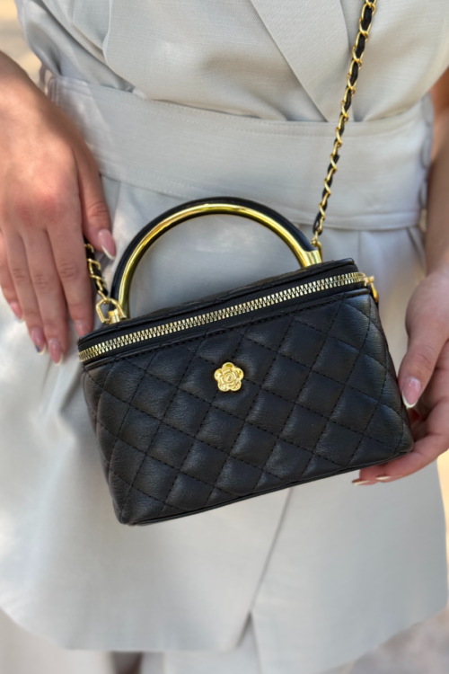 Torba Black Quilted Chain