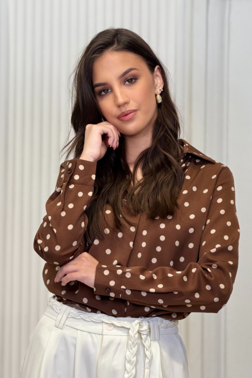 Košulja Satin Brown Dots