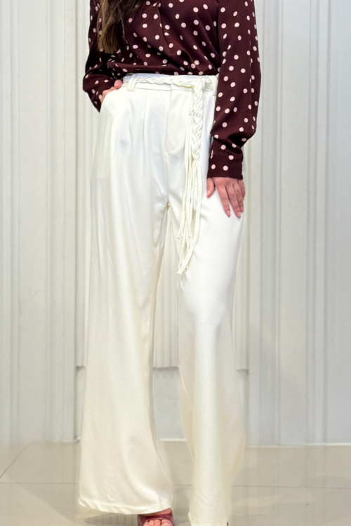 Hlače Satin Ivory Flow