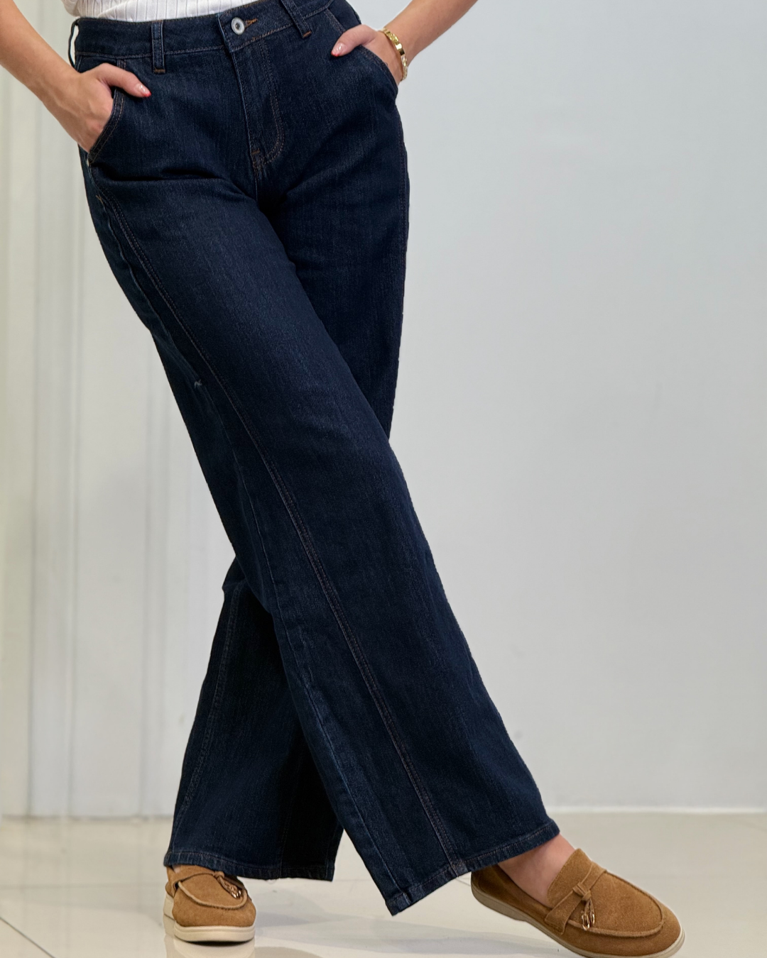 raperice Wide Leg Dark Blue ženske tamnoplave traperice