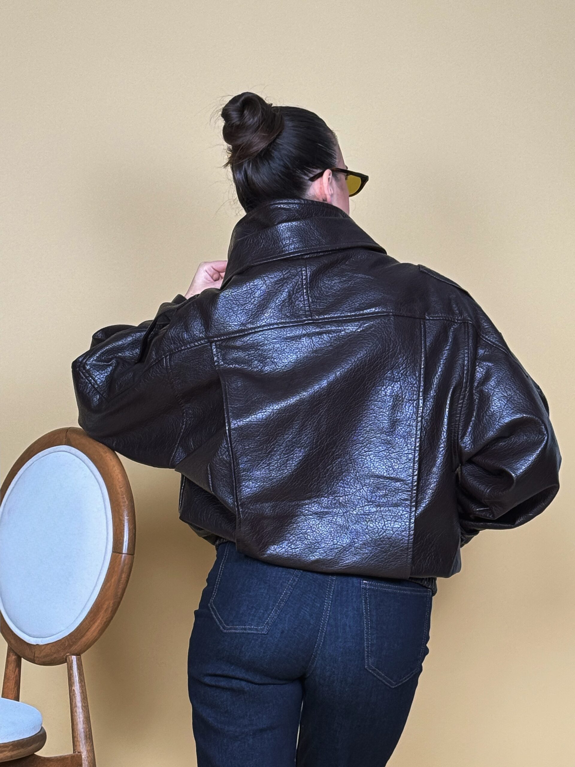 Smeđa ženska biker jakna Harper oversized kroja